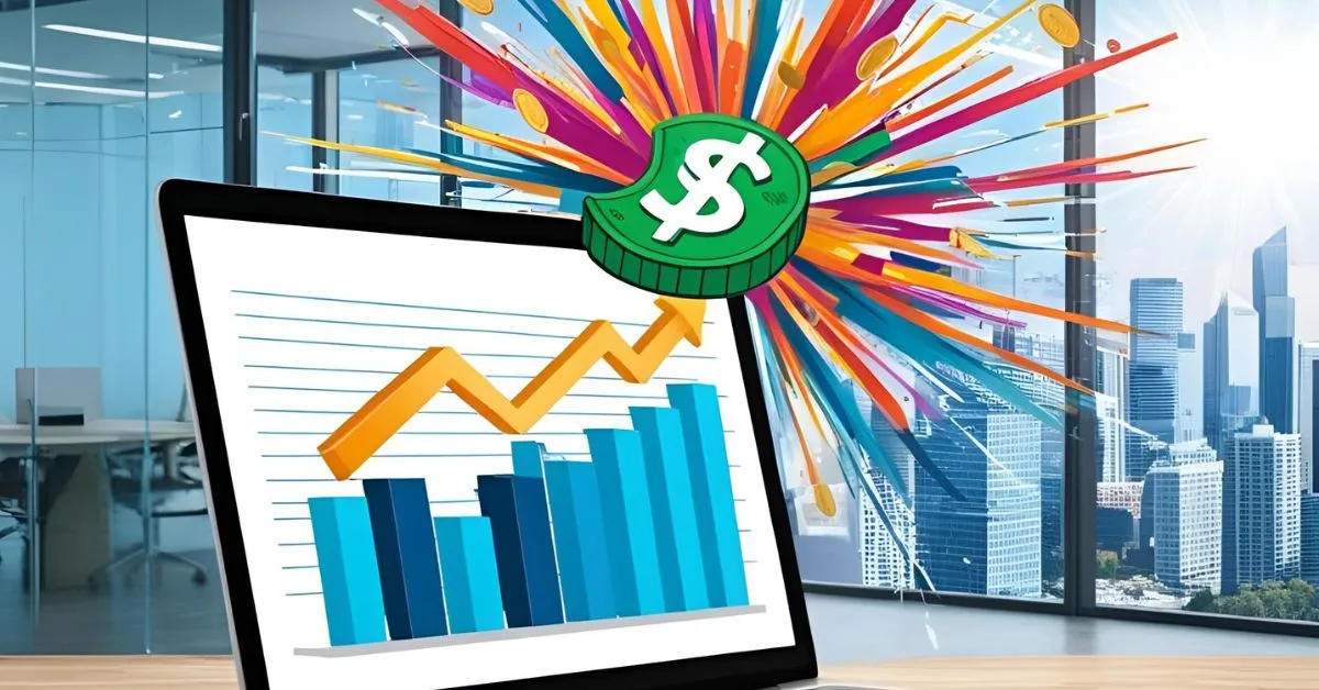 aptop screen displaying a rising green money graph, representing affiliate marketing income growth.